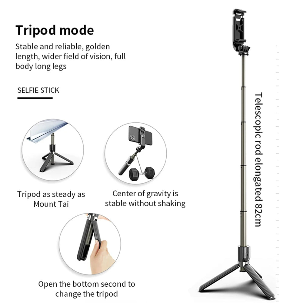 Selfie Stick Bluetooth Techsuit L03, Universal, Schwarz