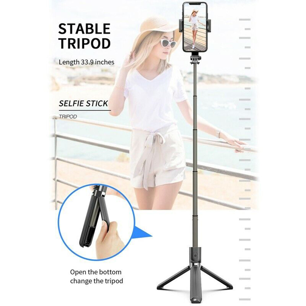 Selfie Stick Bluetooth Techsuit L08, Universal, Schwarz