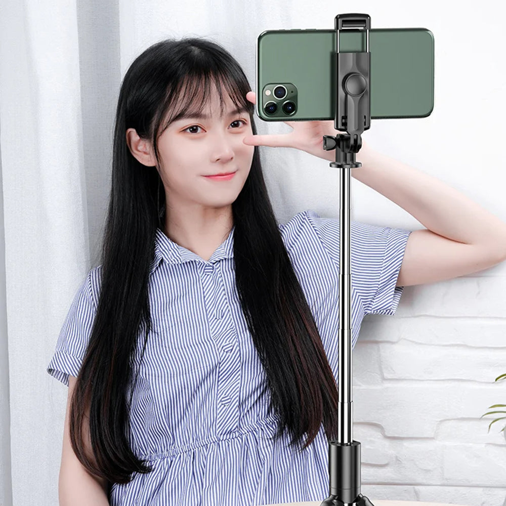 Selfie Stick Bluetooth Techsuit S03, Universal, Schwarz