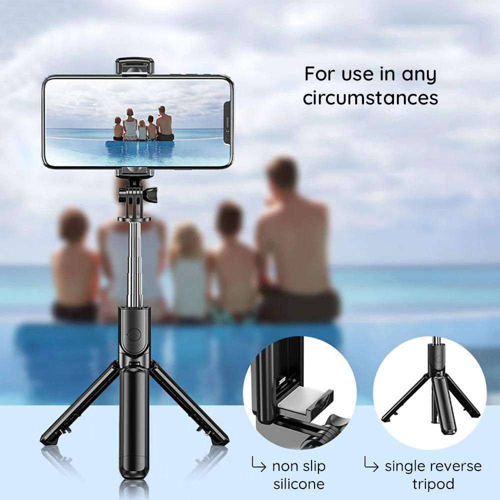 Selfie Stick Bluetooth Techsuit S03, Universal, Schwarz