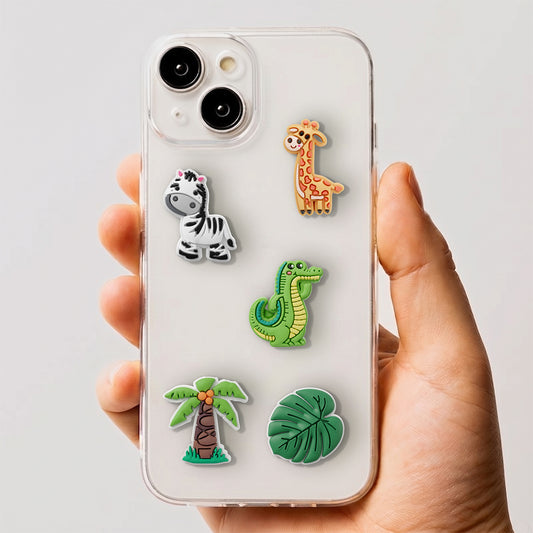 3D OEM Jungle Aufkleber für Telefon-/Tablet-Hülle, 5-teiliges Set, Mehrfarbig