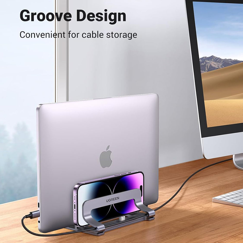 UGREEN LP258 Two Vertical Stand for Laptop with thickness 12mm - 26mm, Silver