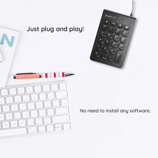 Numerische Tastatur Wired USB HAVIT KB223, 1,5m, Schwarz