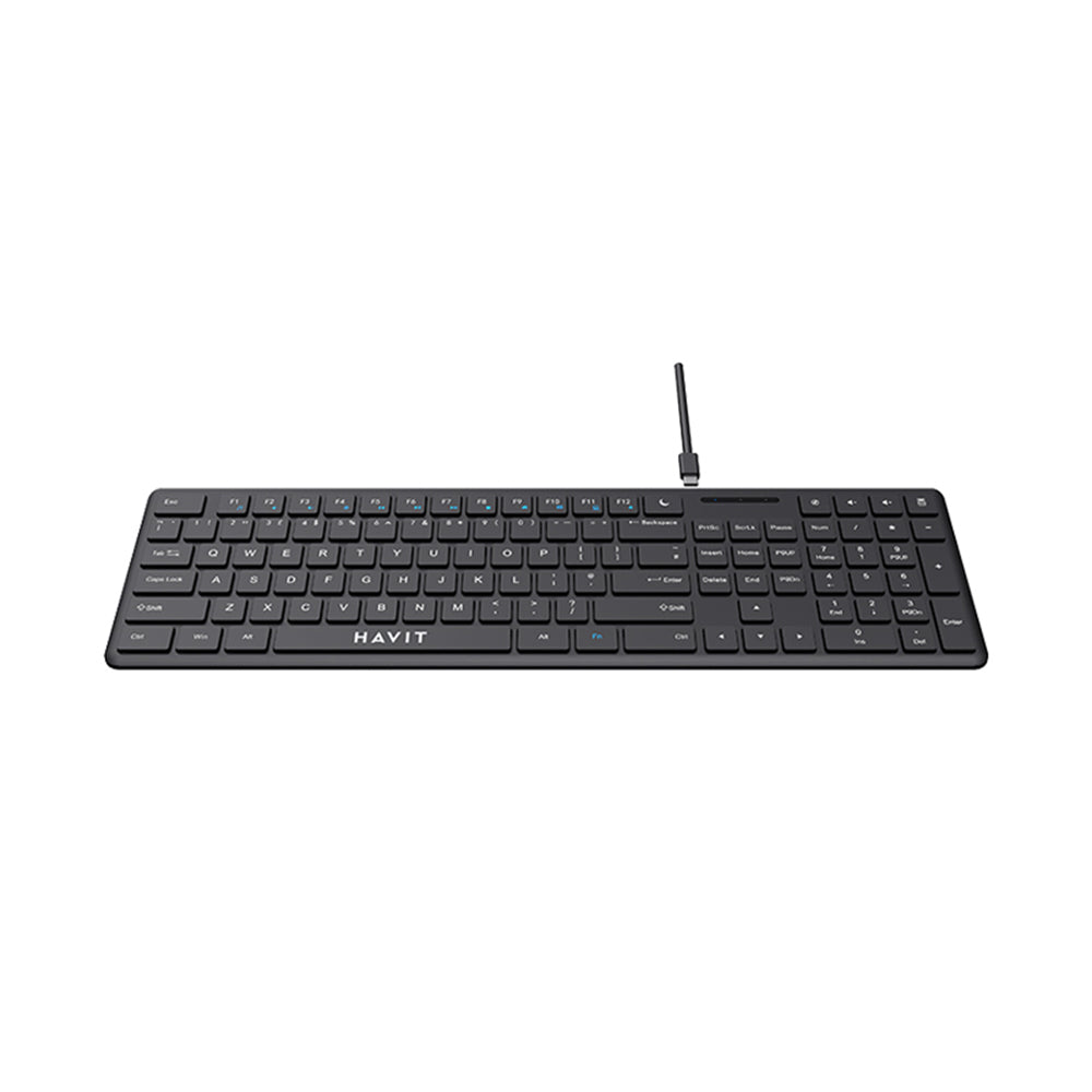 Wired USB-Tastatur HAVIT KB252, USB-C, 1,5m, Schwarz