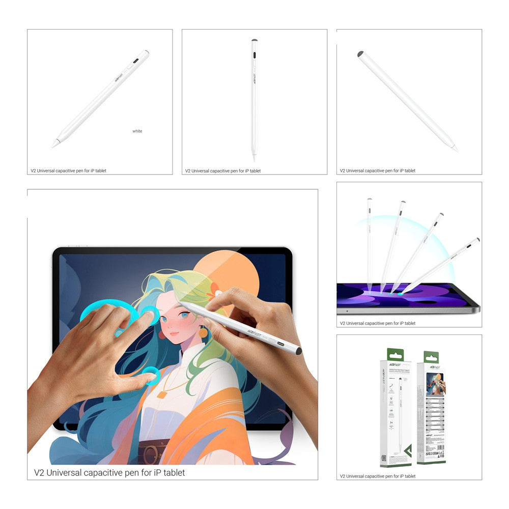 Touch Pen Acefast V2 für Apple iPad, Aktive Version, Weiß