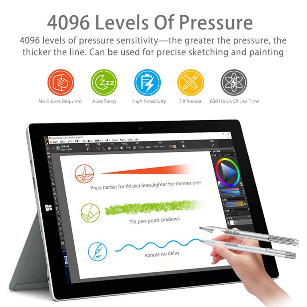 Touch Pen Techsuit F94S für Microsoft Surface / Asus Transformer / Zen / Vivobook / HP Envy / Pavilion / Spectre, Aktive Version, Schwarz
