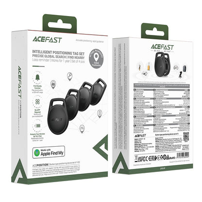 Acefast SmartTag S2 for iOS Series, Set of 4 Pieces, Black
