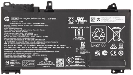 Akku HP RE03045XL-PL, 3920 mAh, 45 Wh, 3 Zellen, Service Pack L32656-005