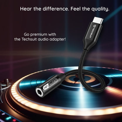 Audioadapter USB-C - 3.5mm Techsuit AC13 FuseXound, Schwarz