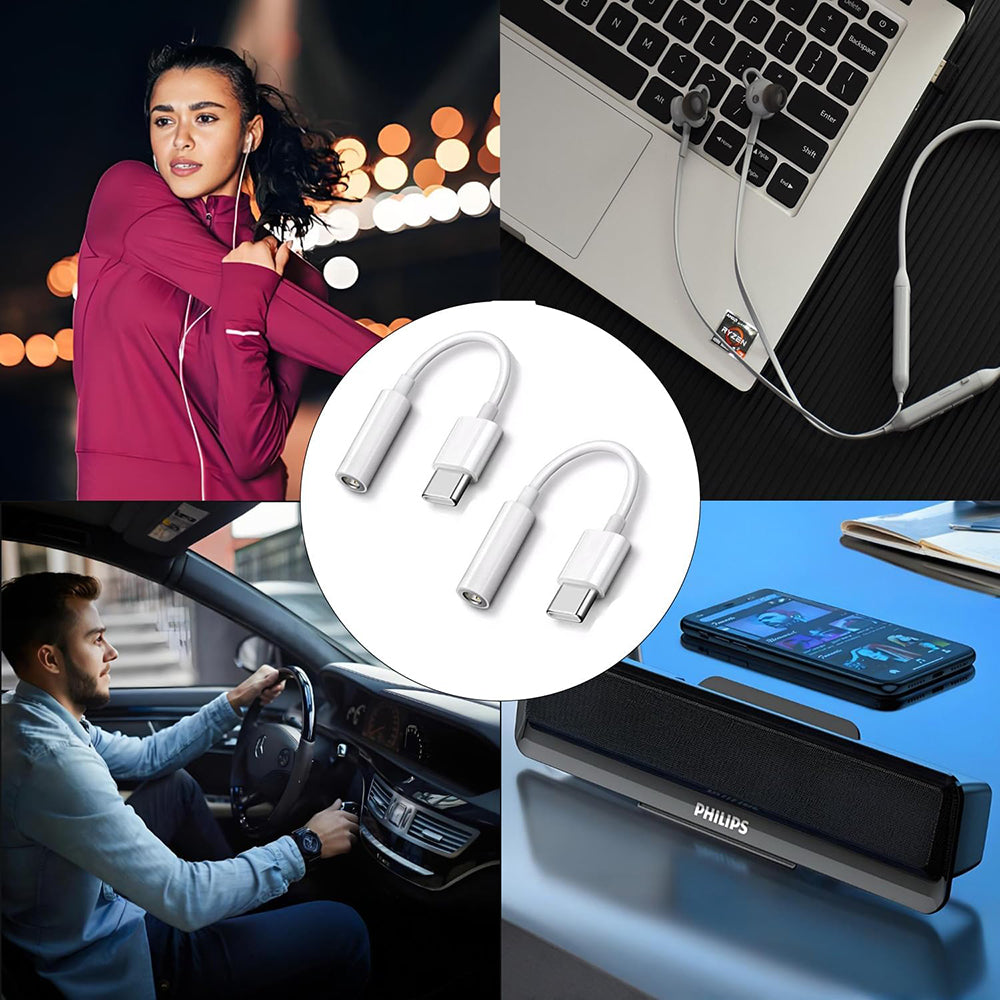 Audioadapter USB-C - 3,5mm Techsuit AC18 MusicBox, Weiß, Set 2 Stück