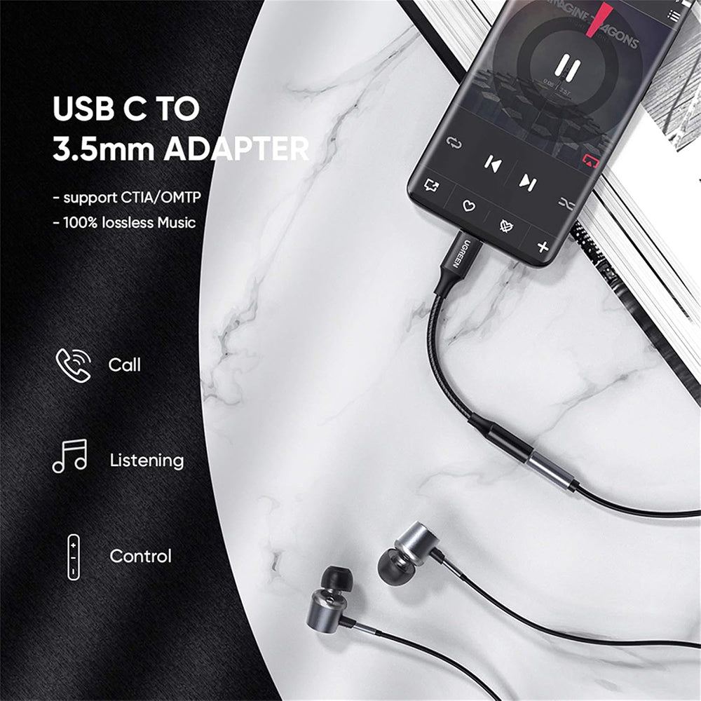 Audio-Adapter USB-C - 3,5mm UGREEN AV142, Schwarz