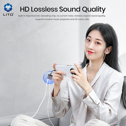 Audioadapter USB-C - USB-C / 3,5mm Lito LA04T, Schwarz