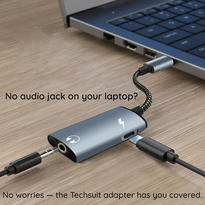 USB-C Audio Adapter - USB-C / 3.5mm Techsuit AC22 AcustiCore, Gray