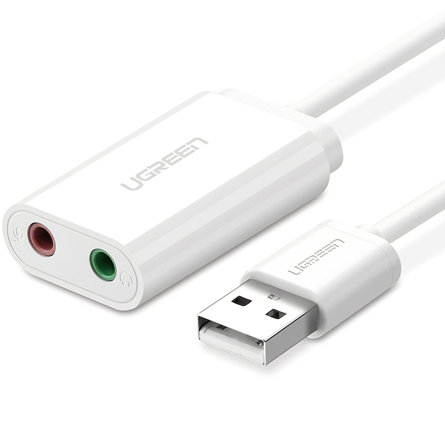 USB-Soundkarte UGREEN US205, 2 x 3,5mm Klinke, Weiß