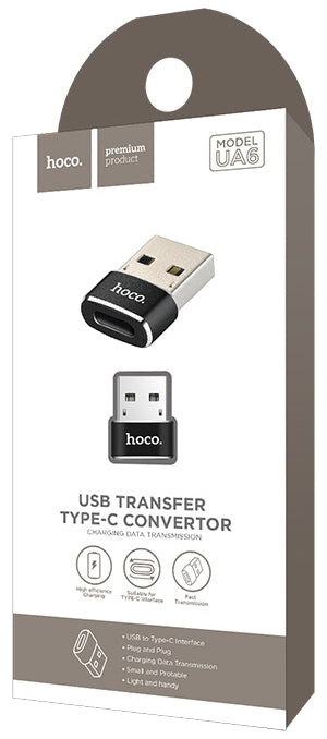 Daten- und Ladeadapter USB-C - USB-A HOCO UA6, Schwarz