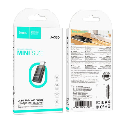 Daten- und Ladeadapter Lightning - USB-C HOCO UA36D, Schwarz