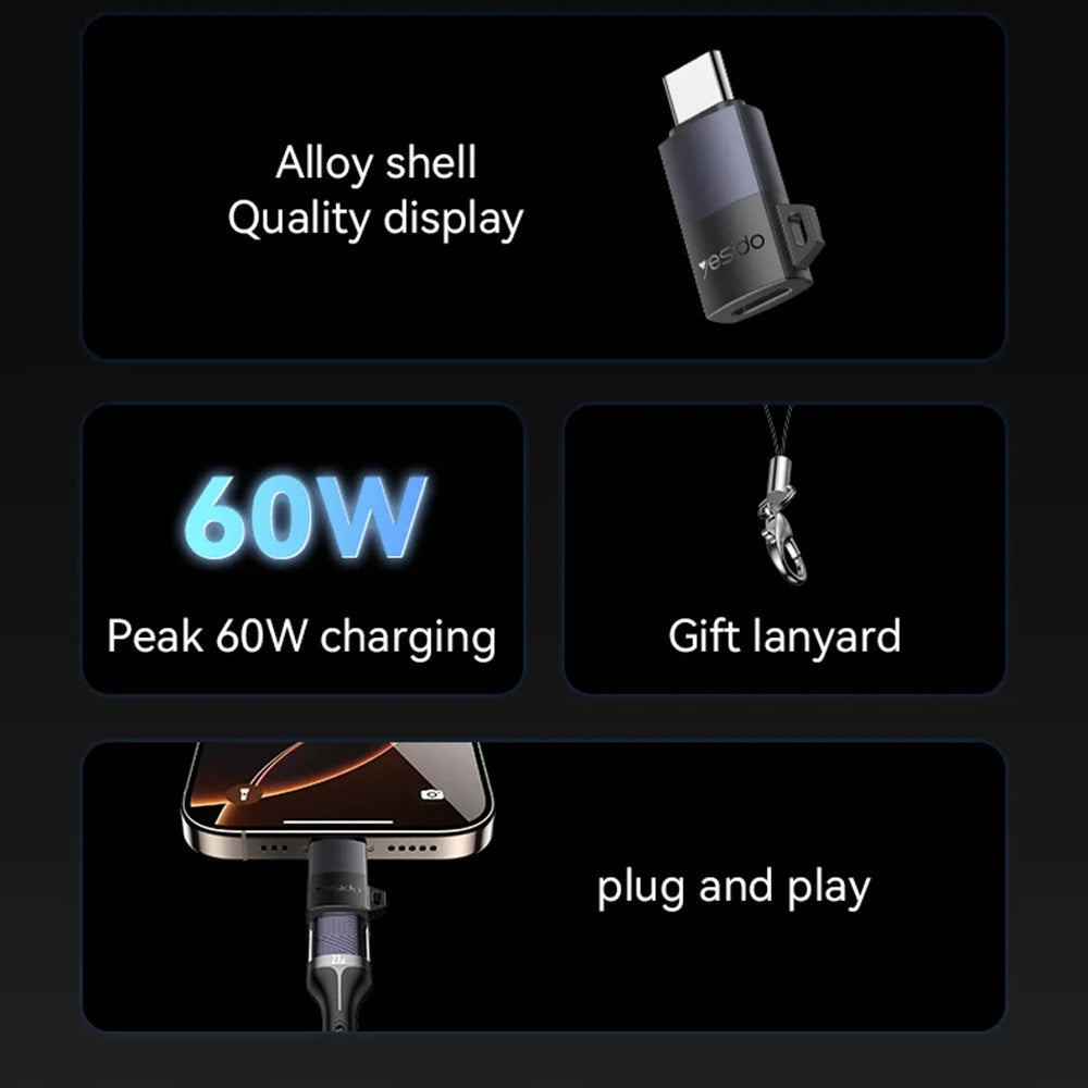 Daten- und Ladeadapter Lightning - USB-C Yesido GS28, Grau