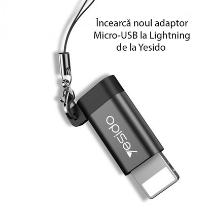 Daten- und Ladeadapter microUSB - Lightning Yesido GS05, Schwarz