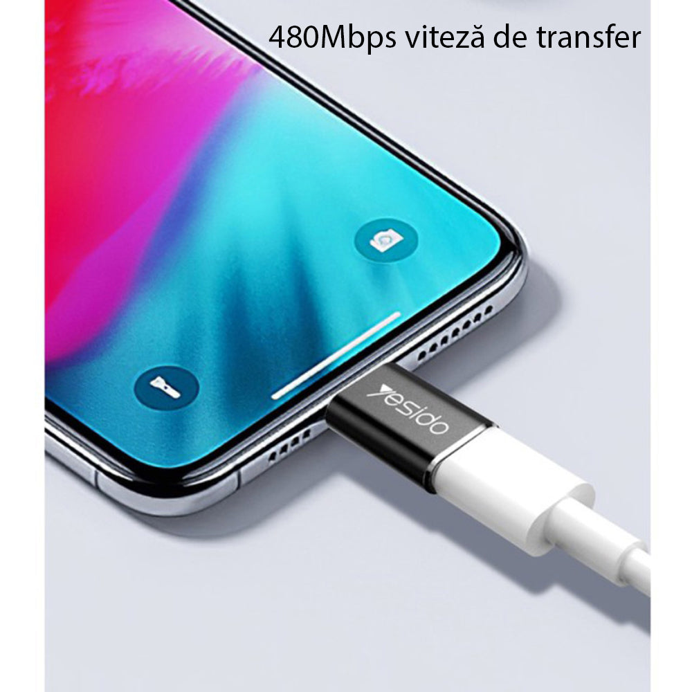 Daten- und Ladeadapter microUSB - Lightning Yesido GS05, Schwarz