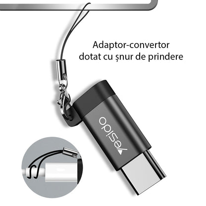 Daten- und Ladeadapter microUSB - USB-C Yesido GS04, Schwarz