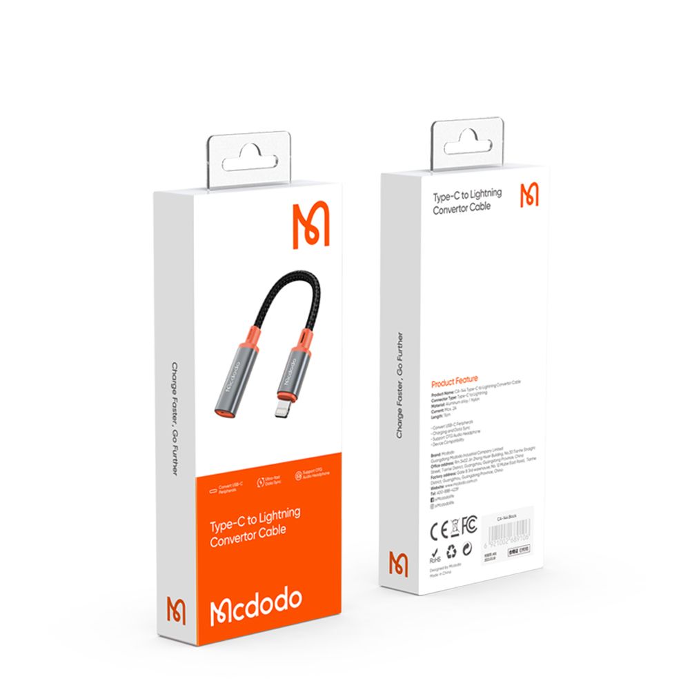 USB-C - Lightning McDodo CA-1440 Daten- und Ladeadapter, Schwarz