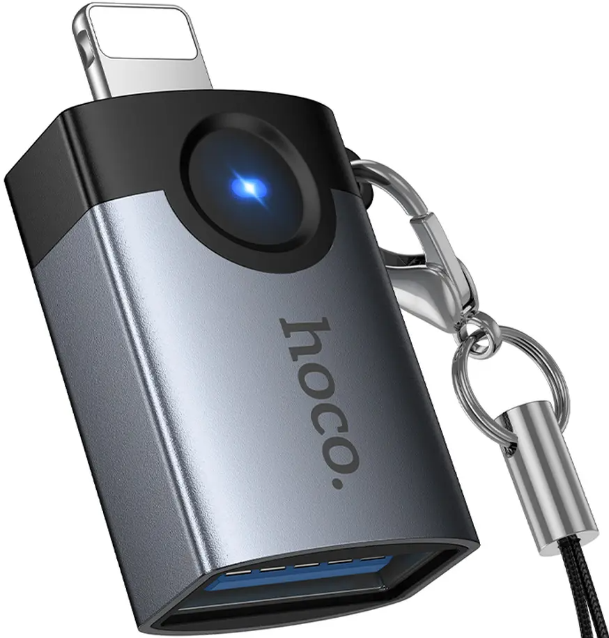 OTG Lightning Adapter - USB-A HOCO UA46, Gray