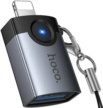 OTG Lightning Adapter - USB-A HOCO UA46, Gray