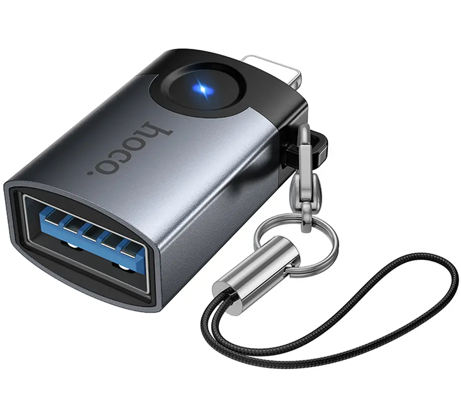 OTG Lightning Adapter - USB-A HOCO UA46, Gray