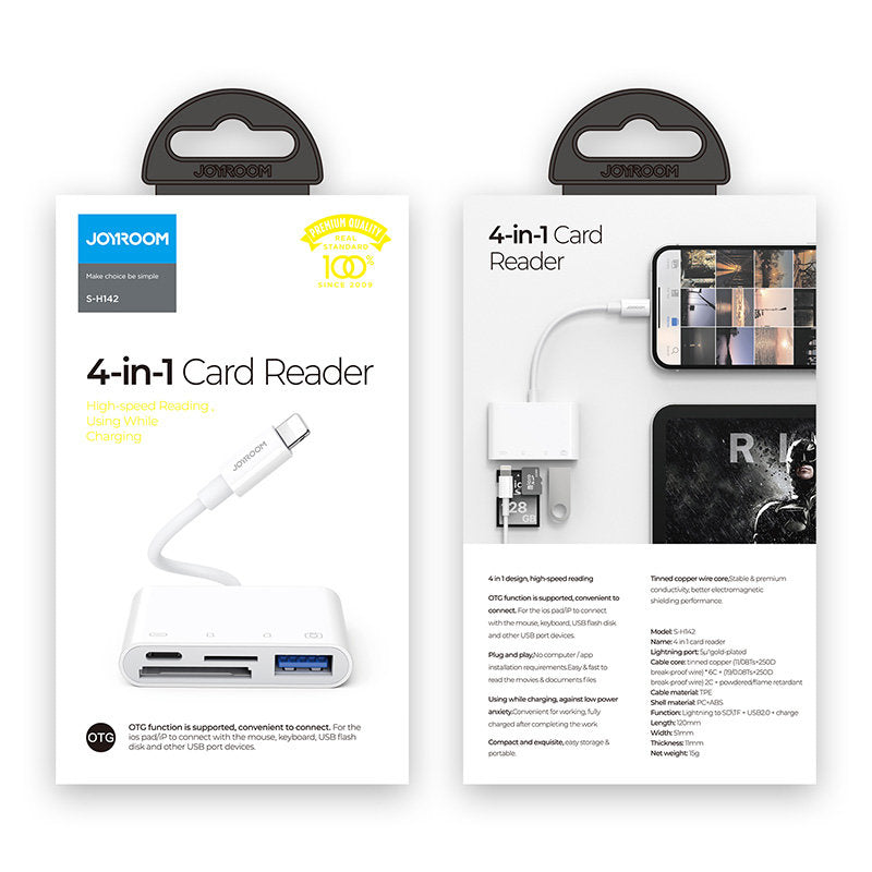 Adapter OTG Lightning - USB-A /microSD Joyroom, Weiß S-H142