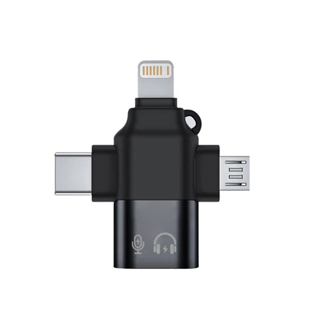 OTG-Adapter Lightning / microUSB / USB-C - USB-A Techsuit A17 SoundVoltX, Schwarz