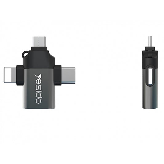 OTG-Adapter Lightning / microUSB / USB-C - USB-A Yesido GS15, Schwarz