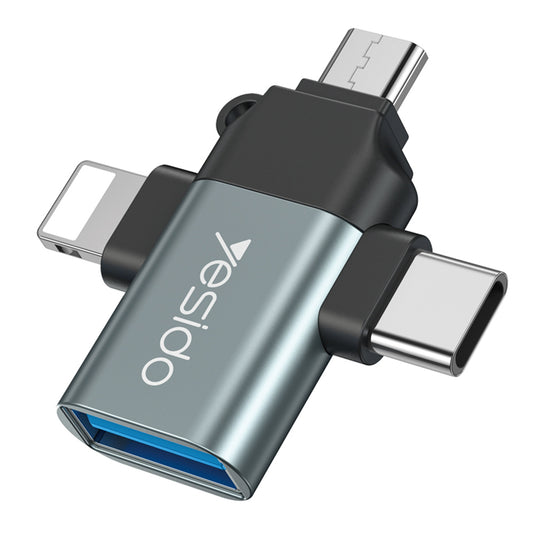OTG-Adapter Lightning / microUSB / USB-C - USB-A Yesido GS15, Schwarz
