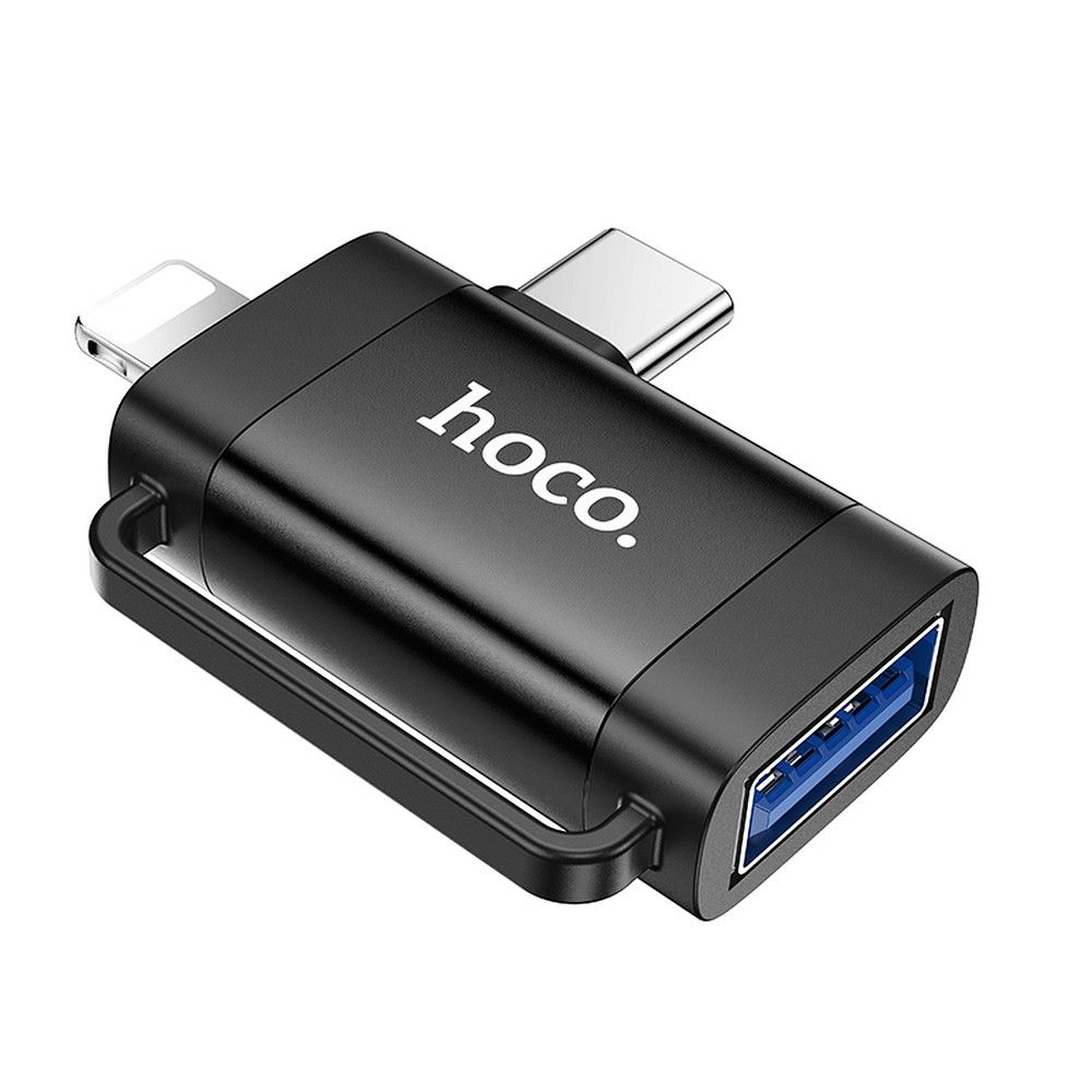 OTG Adapter USB-C / Lightning - USB-A HOCO UA31F, Schwarz