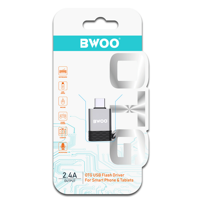 OTG-Adapter USB-A - USB-C BWOO BZ-35, Grau