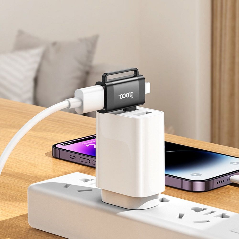 OTG Adapter USB-C / Lightning - USB-A HOCO UA31F, Schwarz