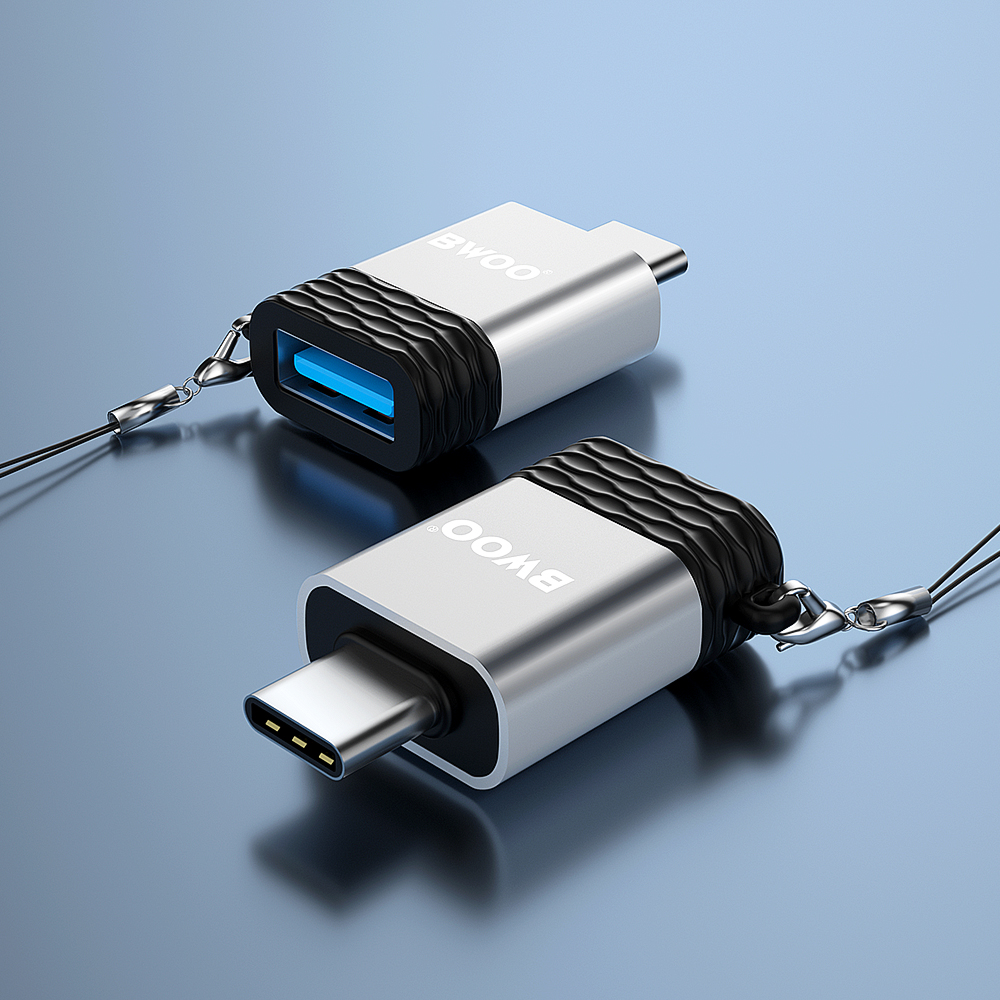 OTG-Adapter USB-A - USB-C BWOO BZ-35, Grau