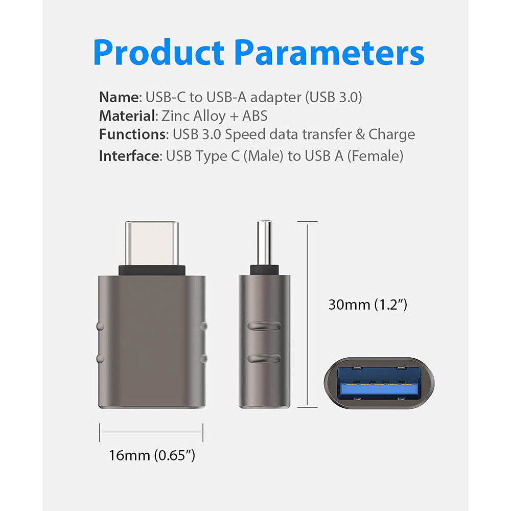 OTG Adapter USB-C - USB-A Techsuit A10 SlateVolt, Grau