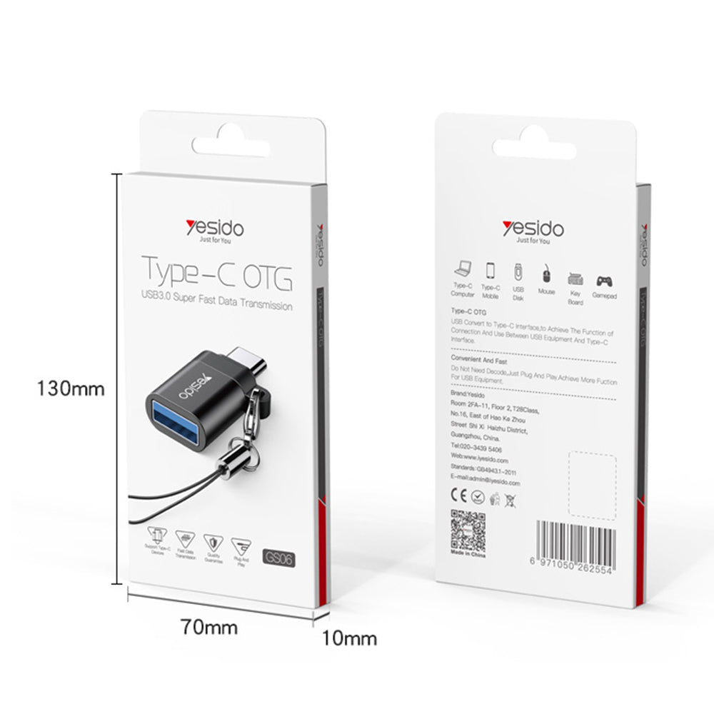 OTG Adapter USB-C - USB-A Yesido GS06, Schwarz