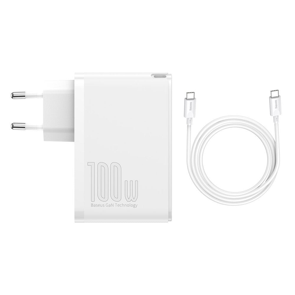 Baseus GaN2 Pro Netzwerkladegerät, 100 W, 3 A, 2 x USB-A – 2 x USB-C, Weiß CCGAN2P-L02