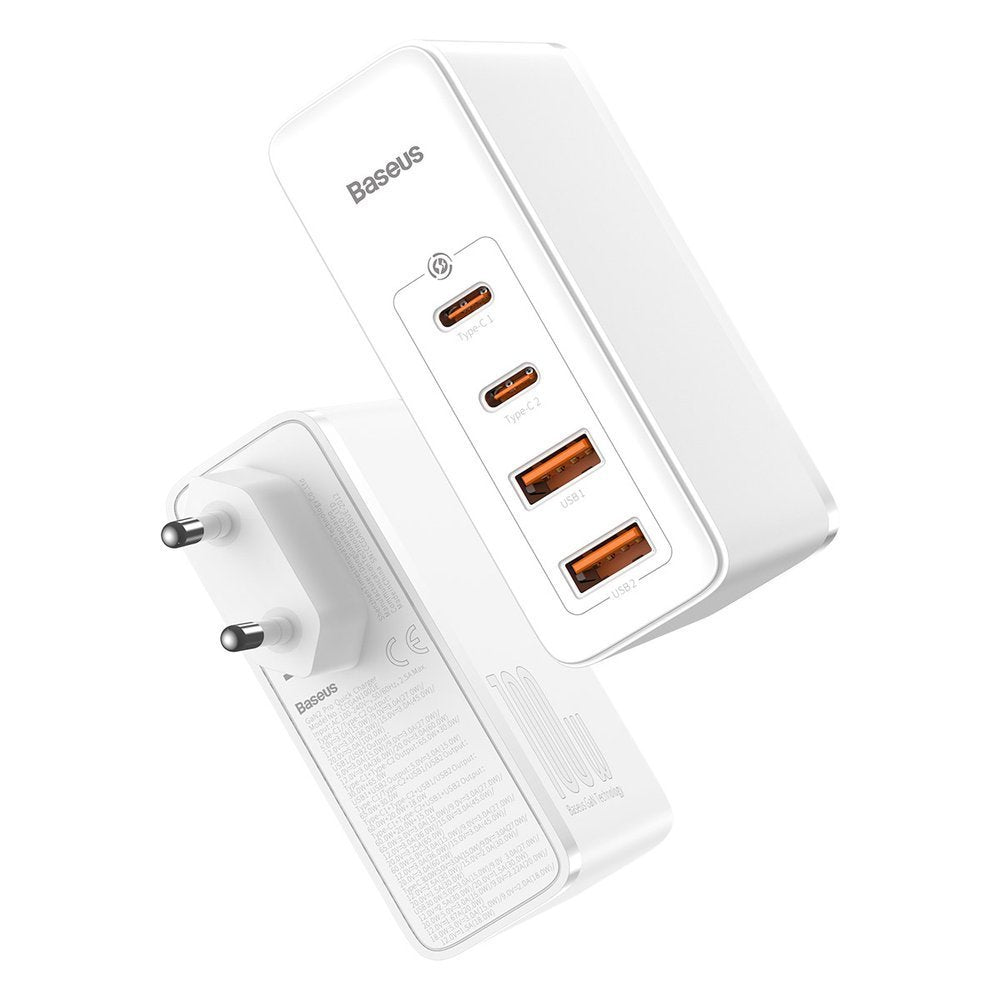 Baseus GaN2 Pro Netzwerkladegerät, 100 W, 3 A, 2 x USB-A – 2 x USB-C, Weiß CCGAN2P-L02