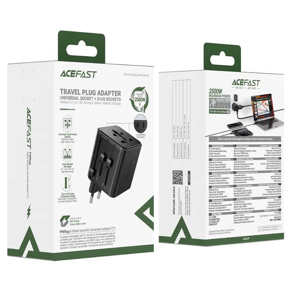 Acefast Z11 Travel Netzadapter, Schwarz