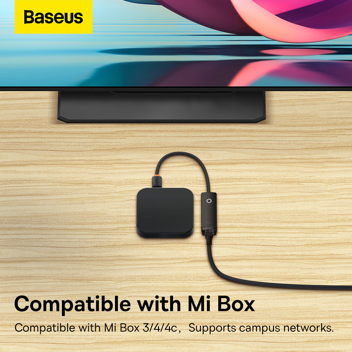 Baseus Lite Netzwerkadapter, USB-C – RJ45, Schwarz WKQX000301