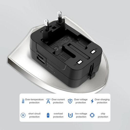 Netzwerkadapter Tech-Protect TA300 Travel EU / UK / US / AU, Schwarz
