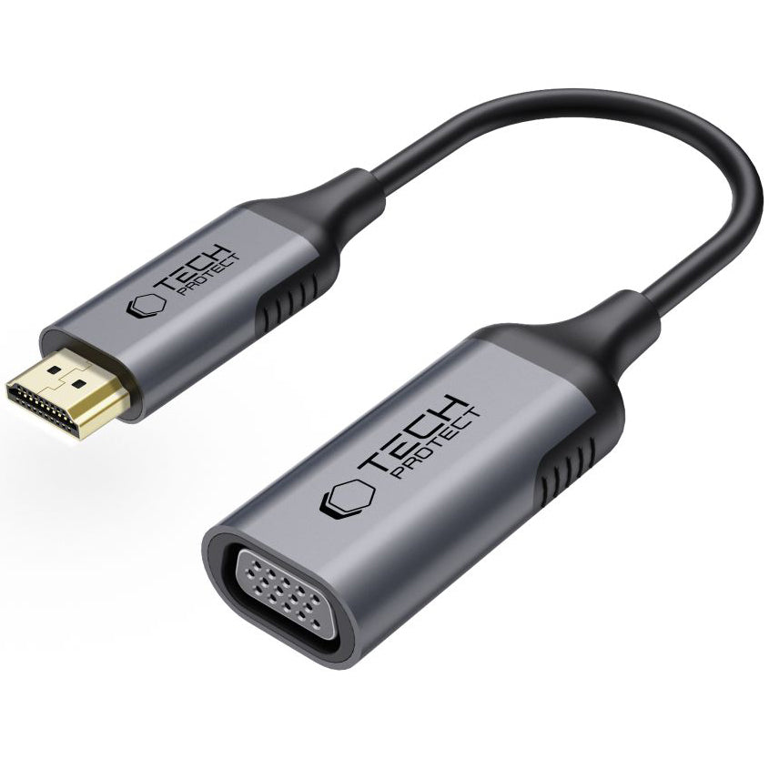 Videoadapter Tech-Protect Ultraboost, VGA - HDMI, 1080P, Schwarz