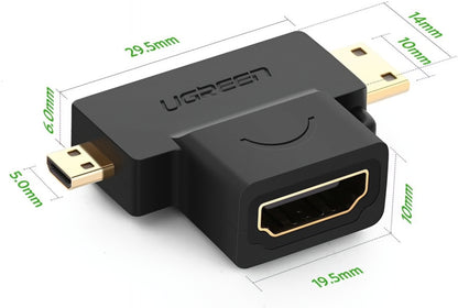 Videoadapter UGREEN HD129, miniHDMI / microHDMI - HDMI, 1080P, Schwarz