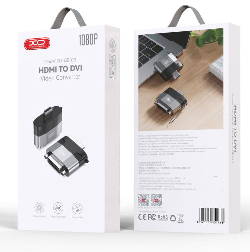 XO Design GB013 Videoadapter, HDMI - DVI, Grau