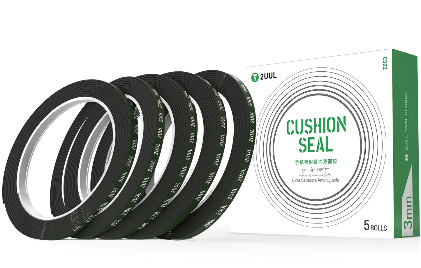 2UUL CS01 Adhesive Tape, 3mm, Black, Set of 5 pieces