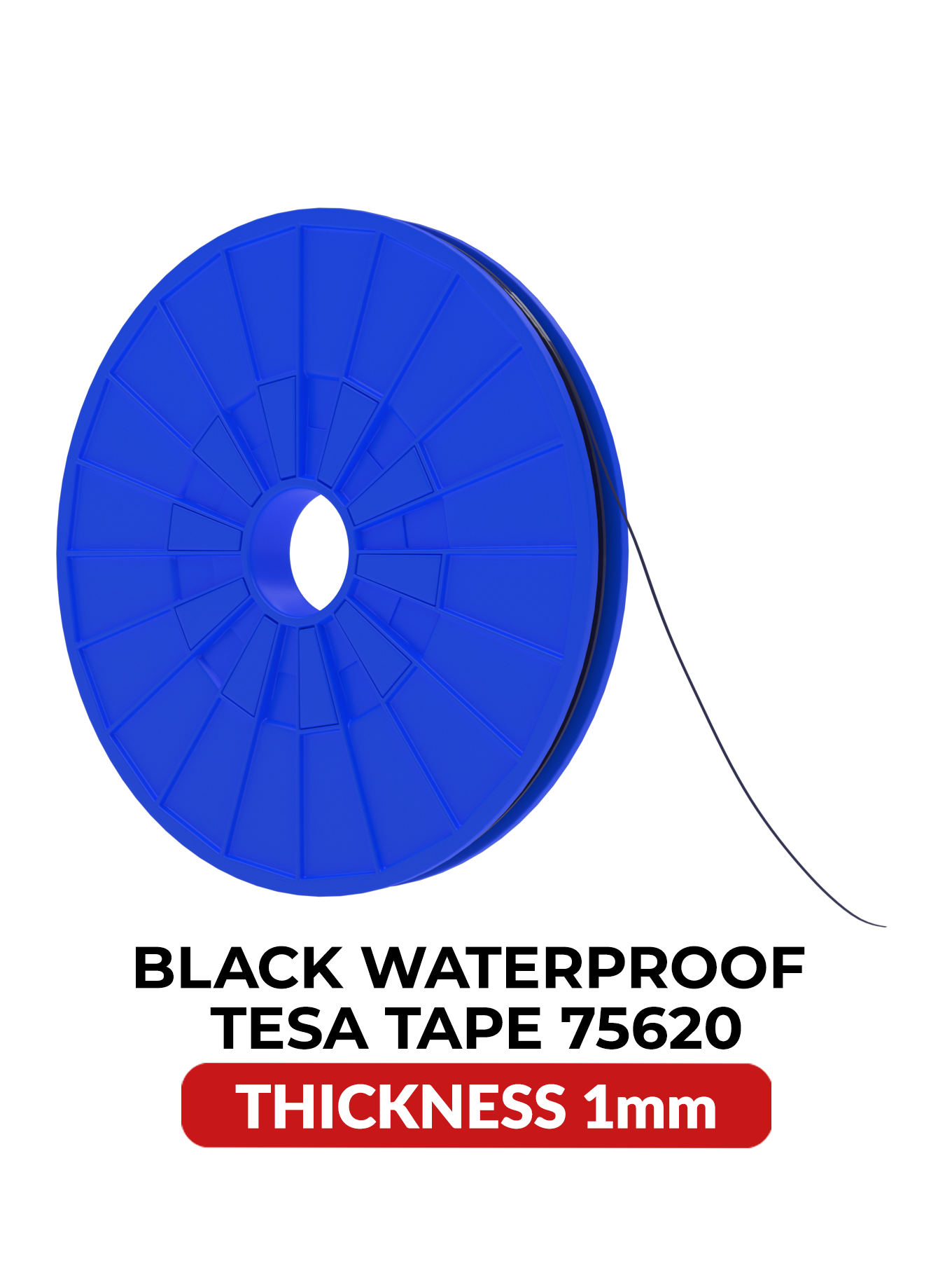 Tesa Klebeband, 1 mm, 25 m, Acryl, Schwarz, wasserfest