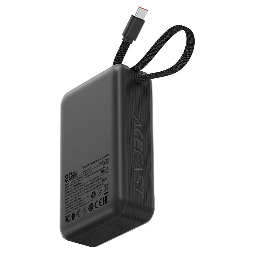 Externer Akku Acefast M21, 20000mAh, 65W, QC + PD, 1 x USB-A - 2 x USB-C, Schwarz