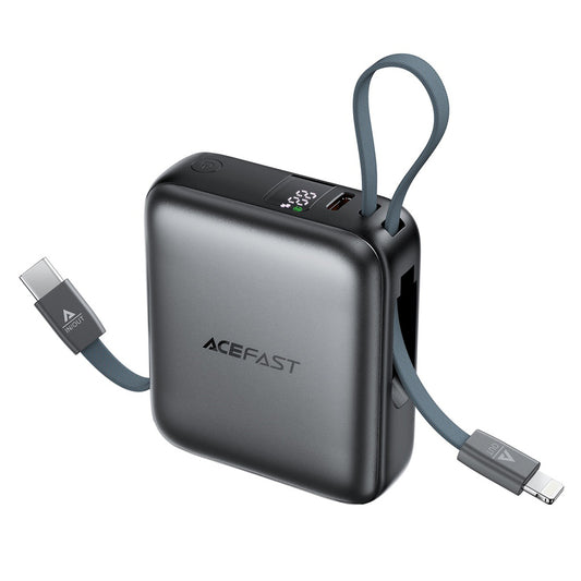 Externer Akku Acefast M23, 10000mAh, 22,5W, QC + PD, 1 x Lightning - 2 x USB-C, Grau